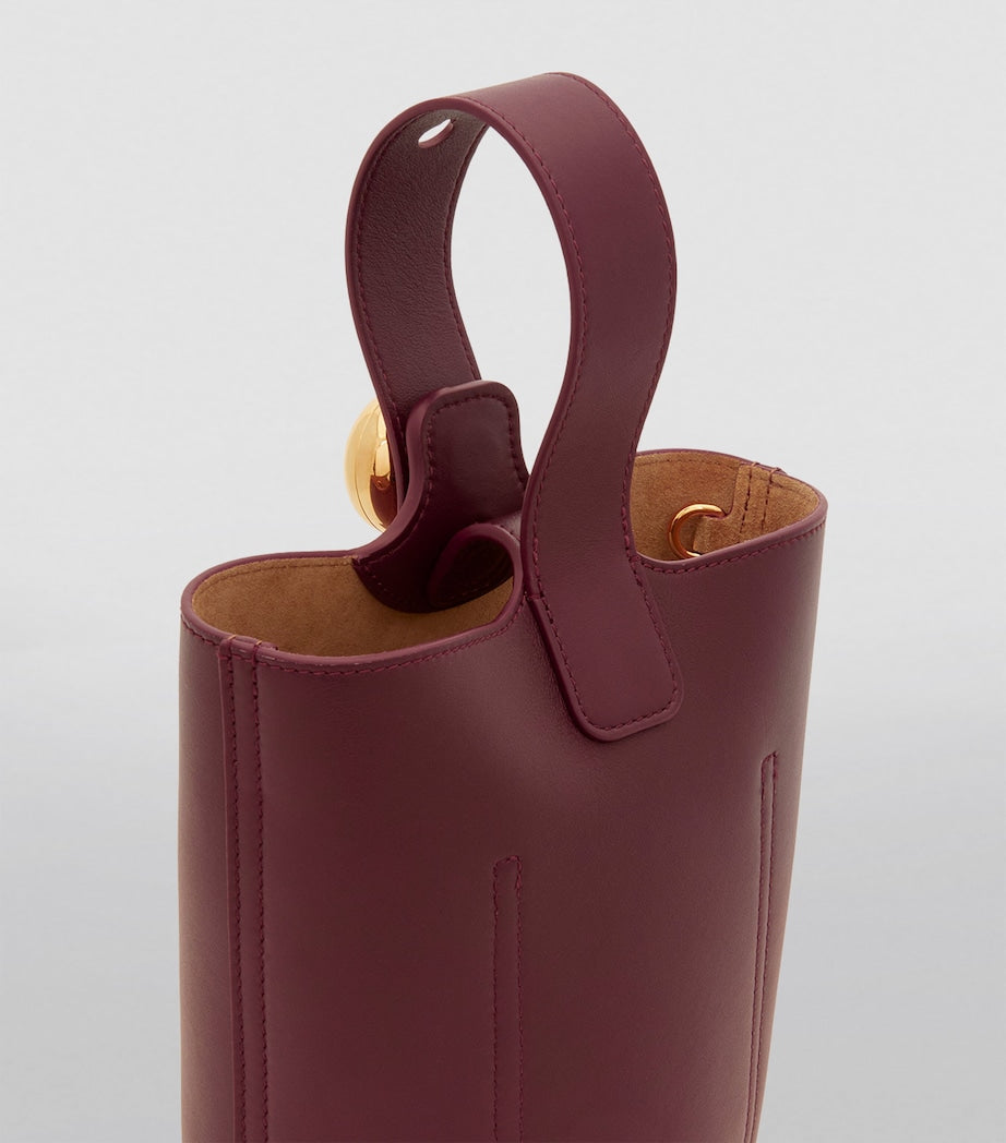 LOEWE Burgundy Mini Leather Pebble Bucket Bag