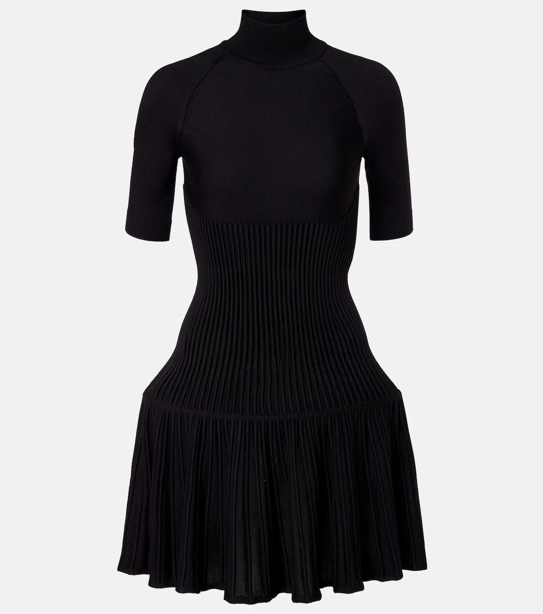 Alaïa - فستان قصير من مزيج الصوف المحبوك والمضلع