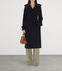 Burberry Navy Cashmere Long Kensington Heritage Trench Coat