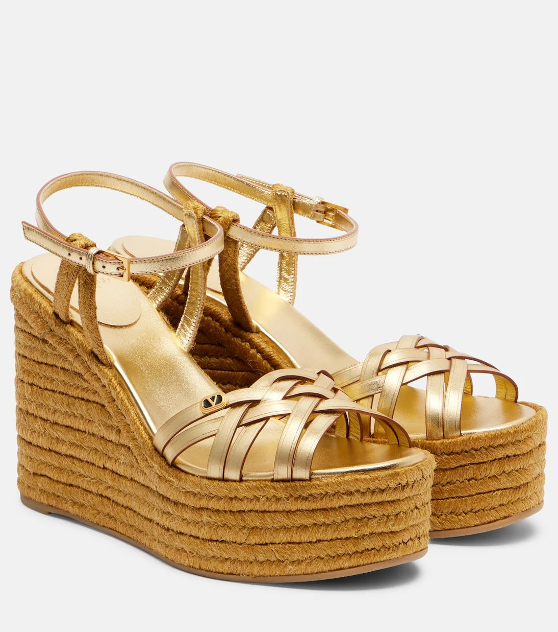 Valentino Garavani - VLogo leather espadrille wedges