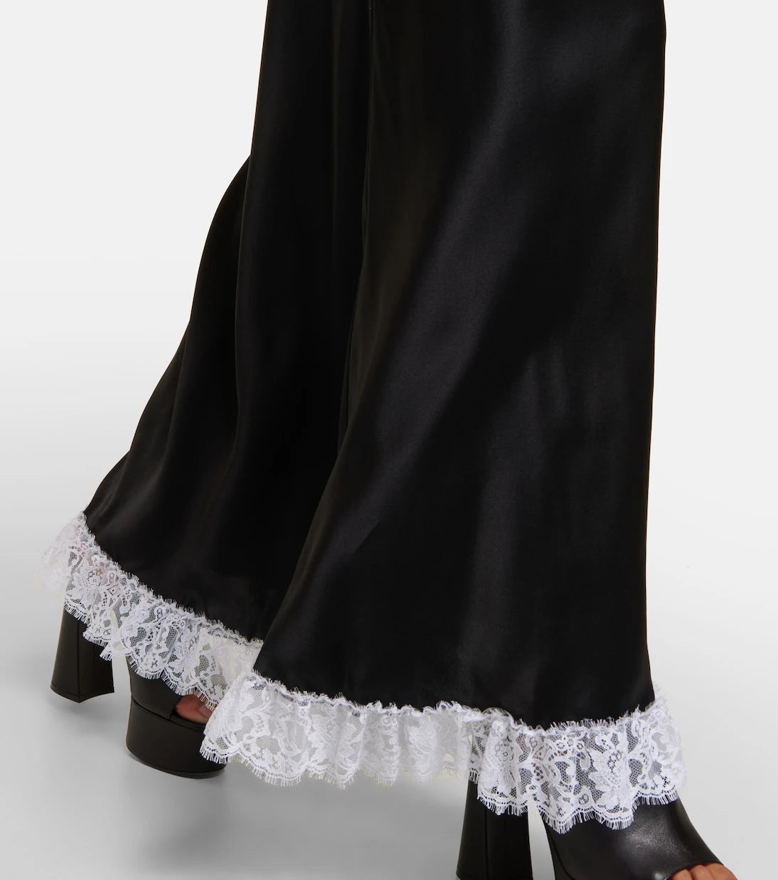Rodarte - Lace-trimmed silk maxi dress