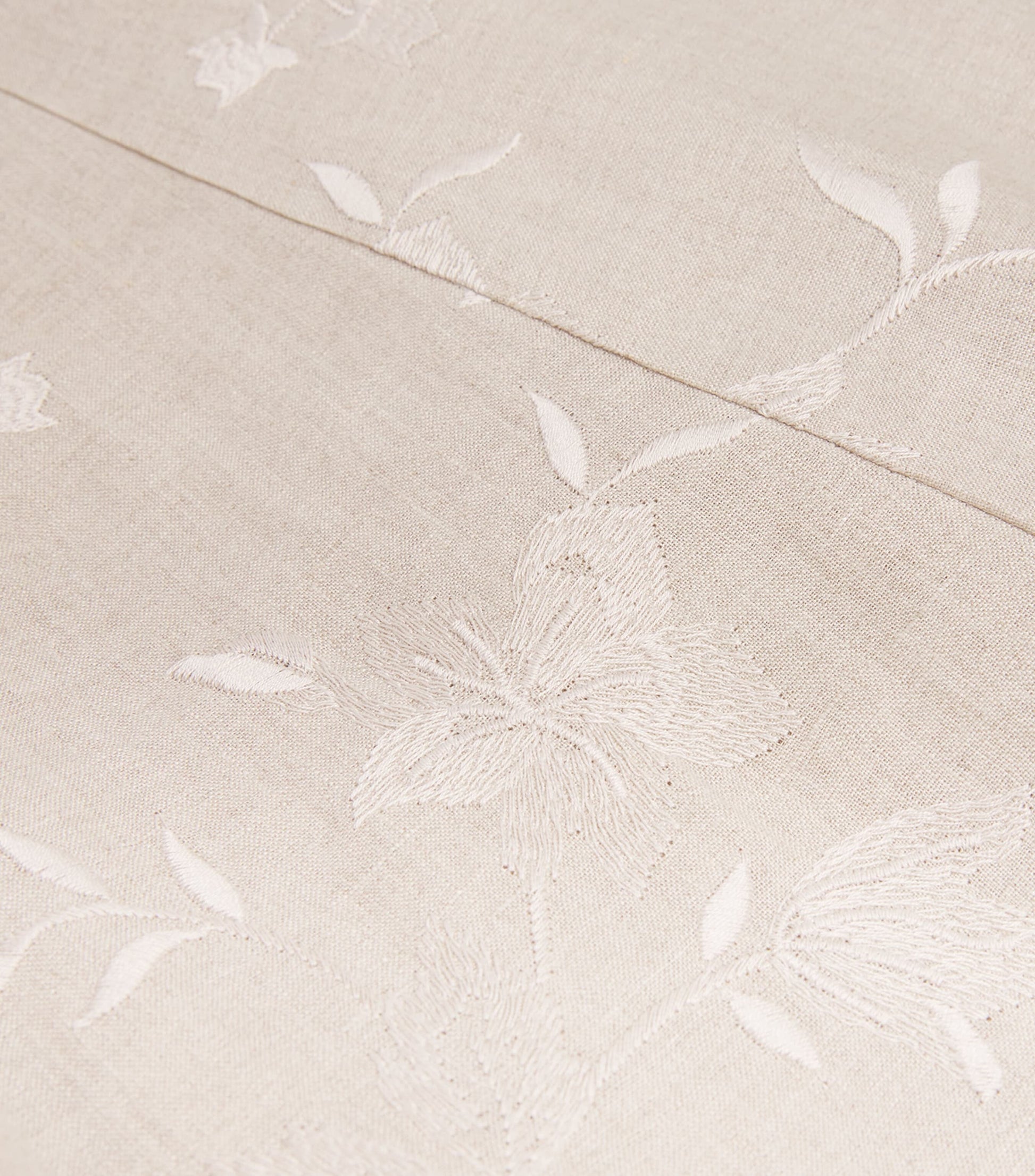 Eleventy Beige x Harrods Linen Floral-Embroidered Dress