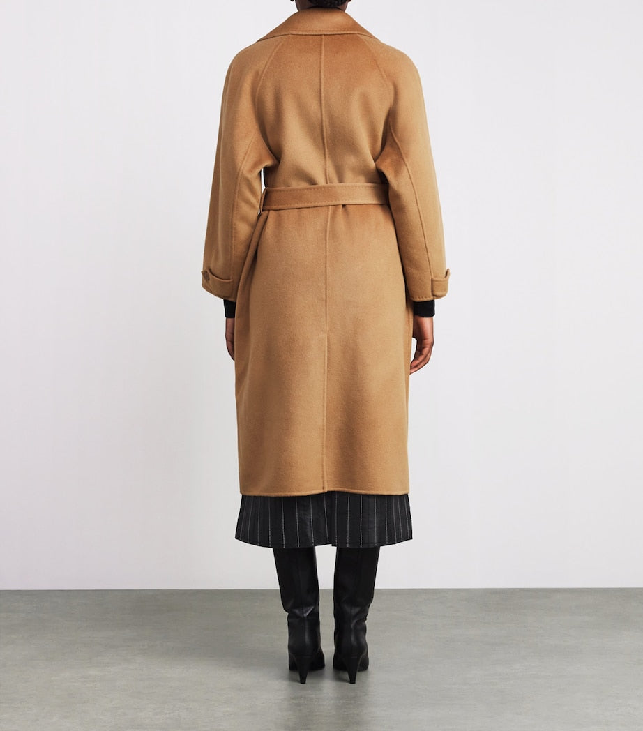 Maje Brown Wool-Blend Double-Faced Coat