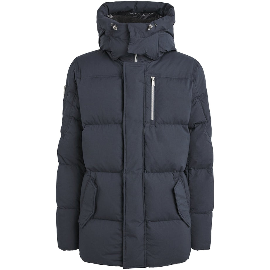 Moose Knuckles Grey Down Shearling-Trim 3Q Jacket