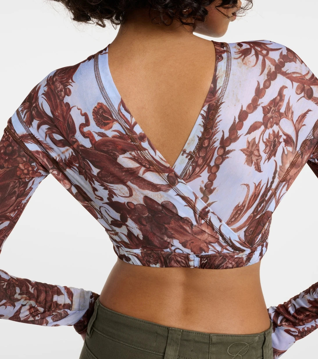 KNWLS - Floral cutout jersey crop top