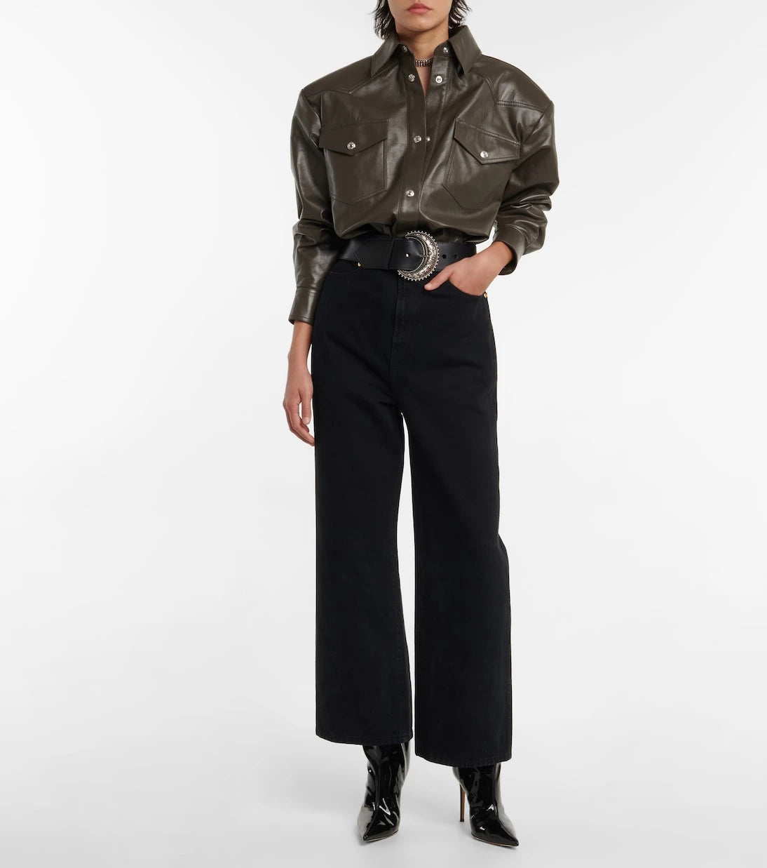 Alexandre Vauthier - Oversized leather shirt