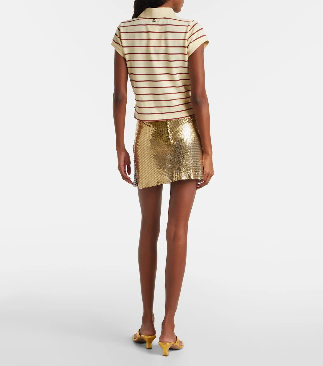 Rabanne - Striped cotton piqué polo shirt