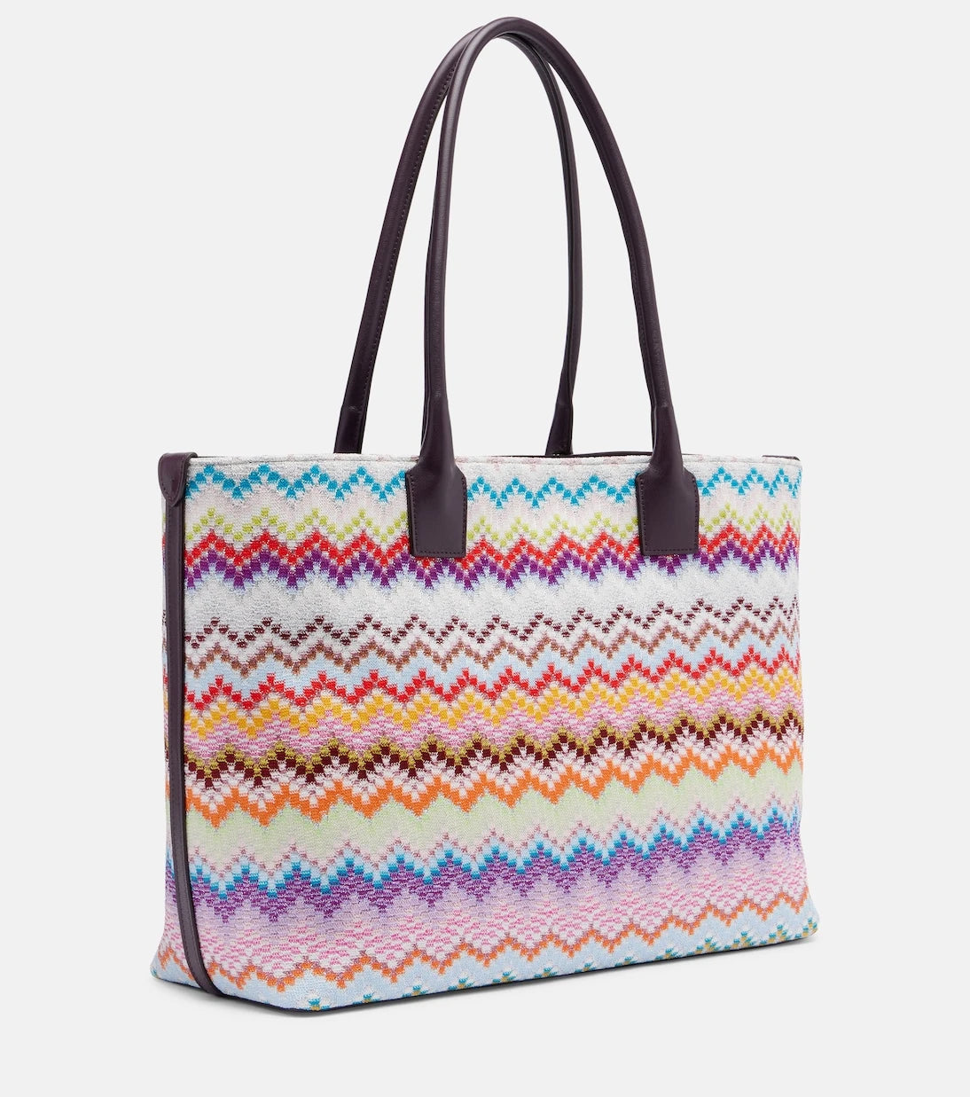 Missoni - Zigzag leather-trimmed lamé tote bag