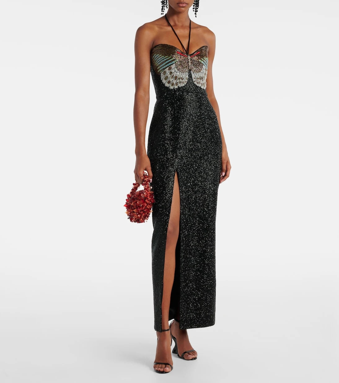 Clio Peppiatt - Mariposa embellished halterneck gown
