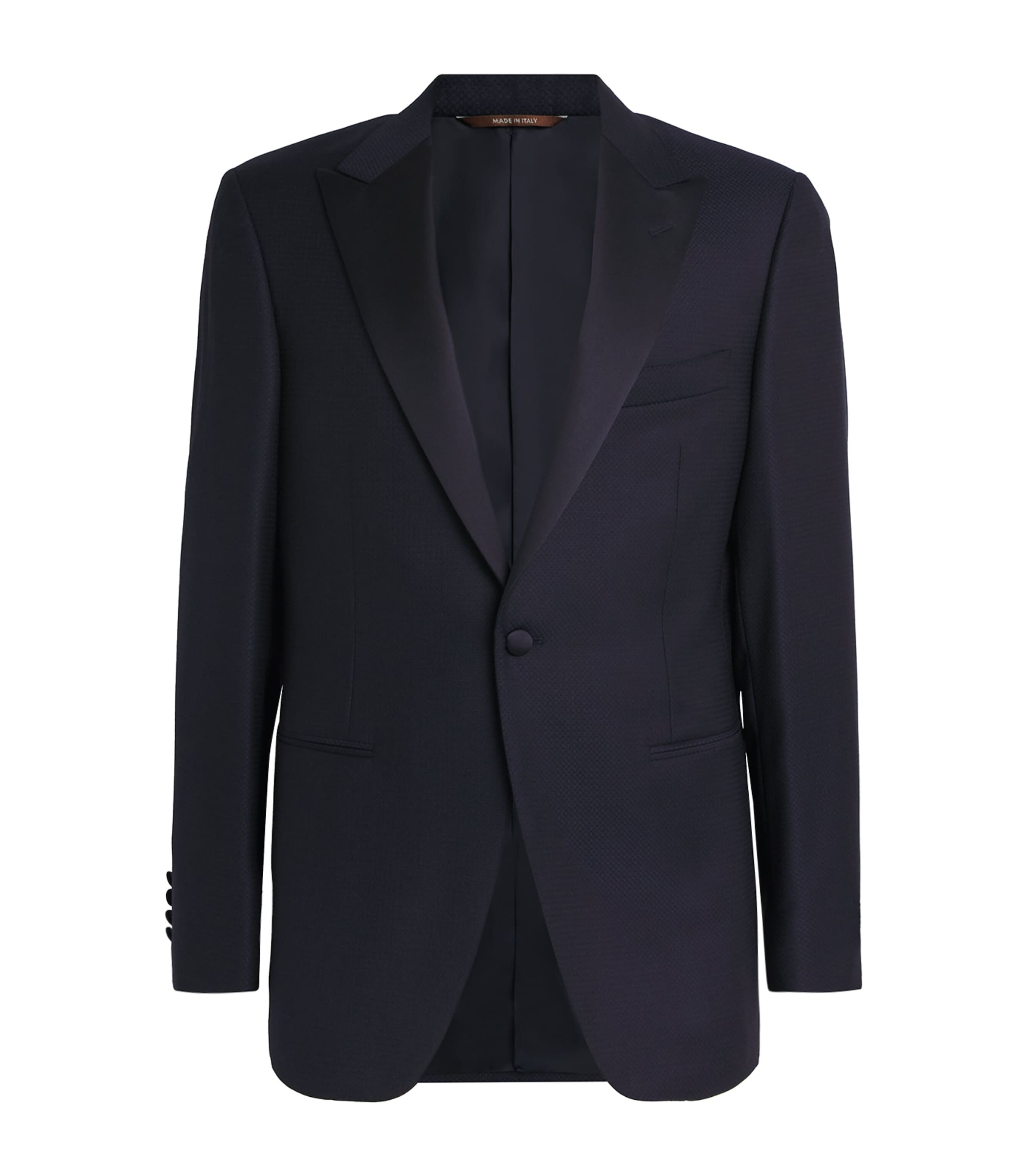 Canali Grey Wool Textured Tuxedo Jacket