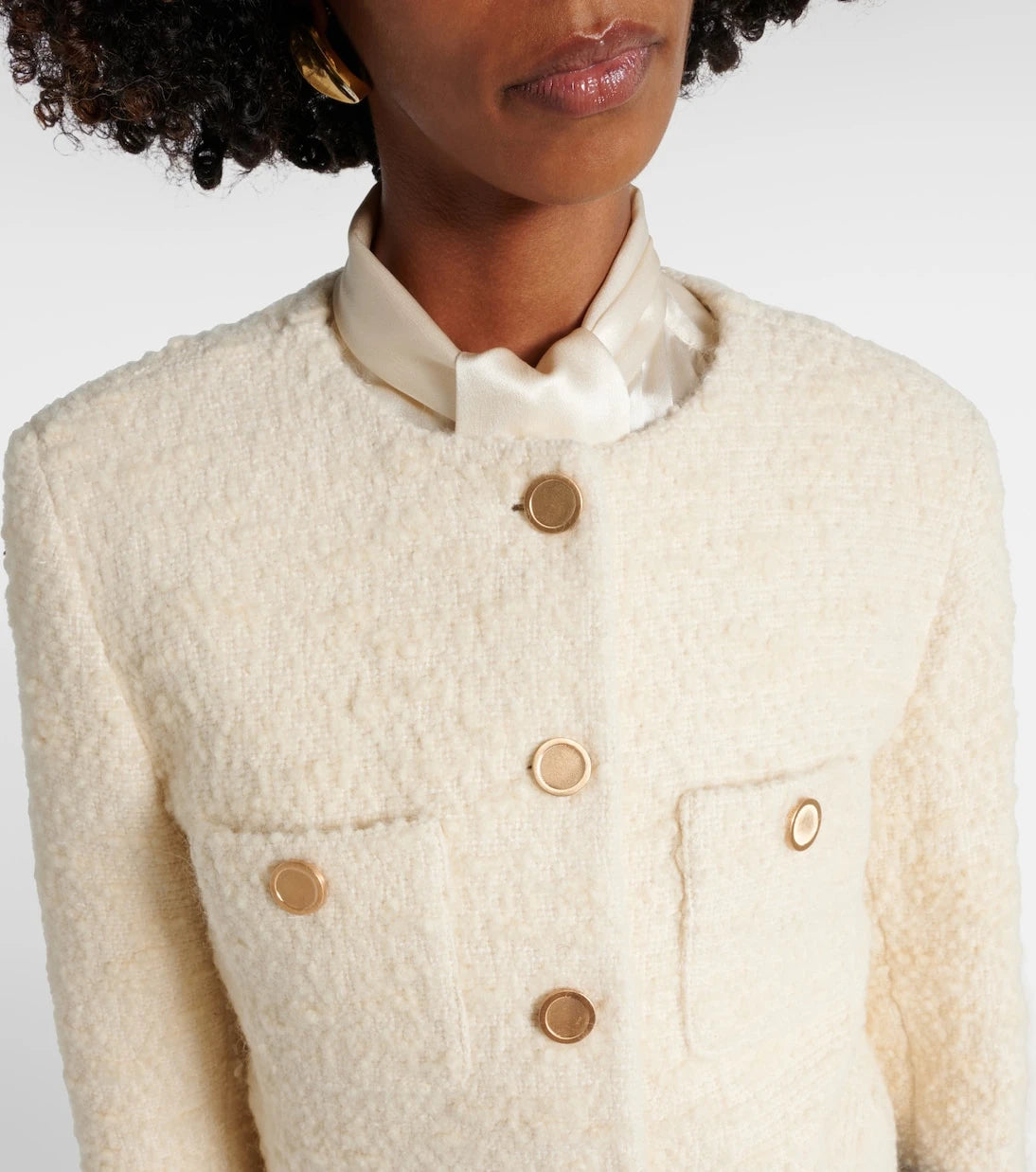Frame - Cropped cotton and wool jacket