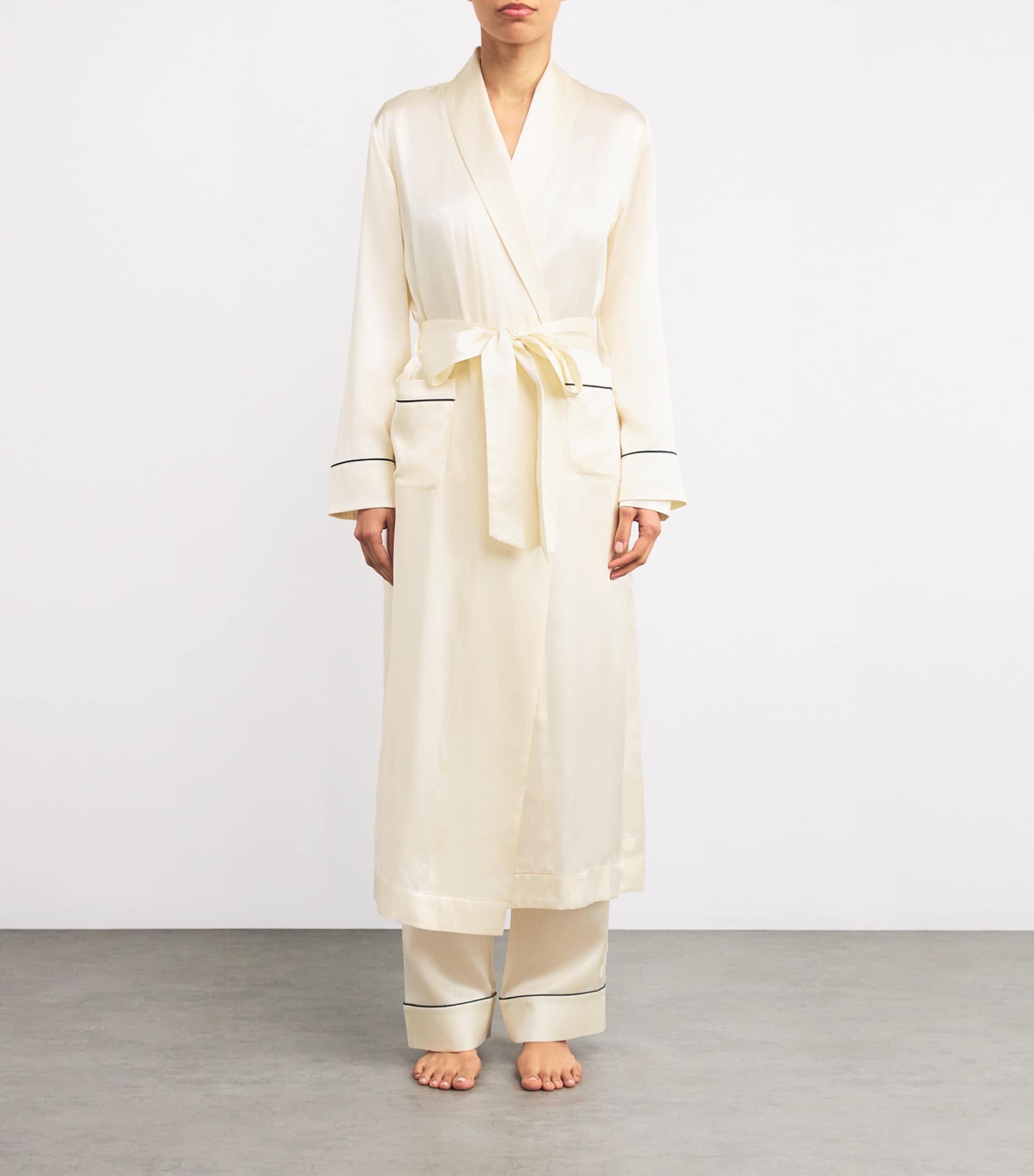 Ivory Silk Satin Robe