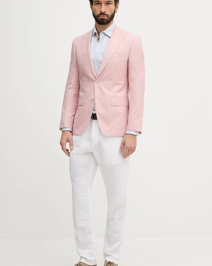 BOSS erkek yünlü tek düğmeli blazer Huge