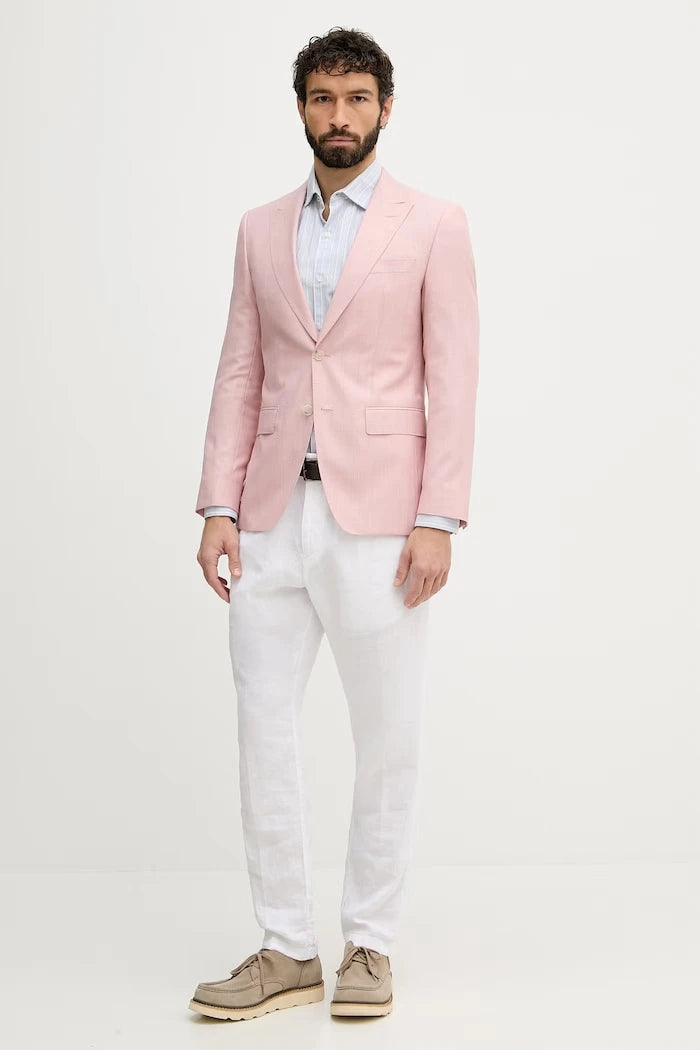 BOSS erkek yünlü tek düğmeli blazer Huge