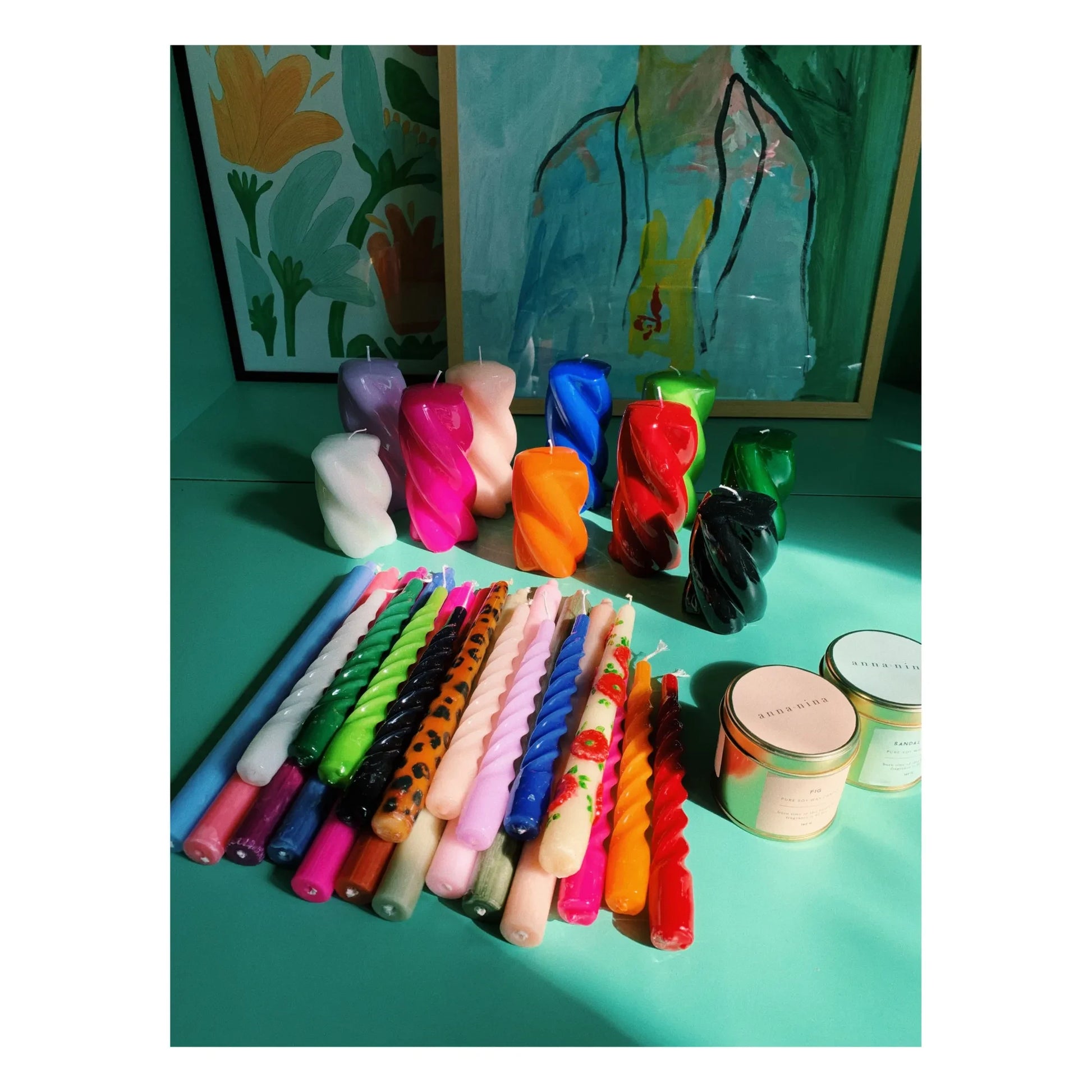 Anna + Nina - Blunt Twisted Candle - 15 cm | Purple