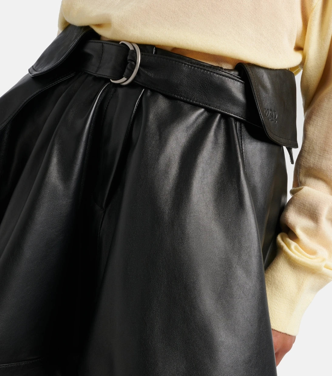 Loewe - Double L belted leather miniskirt