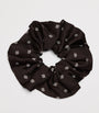 Beige Satin Scarf Print Scrunchie