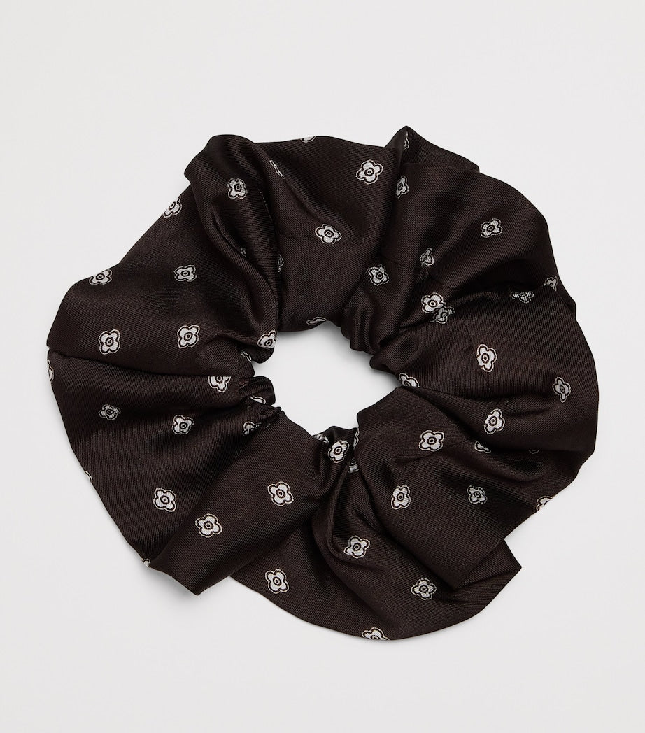 Beige Satin Scarf Print Scrunchie