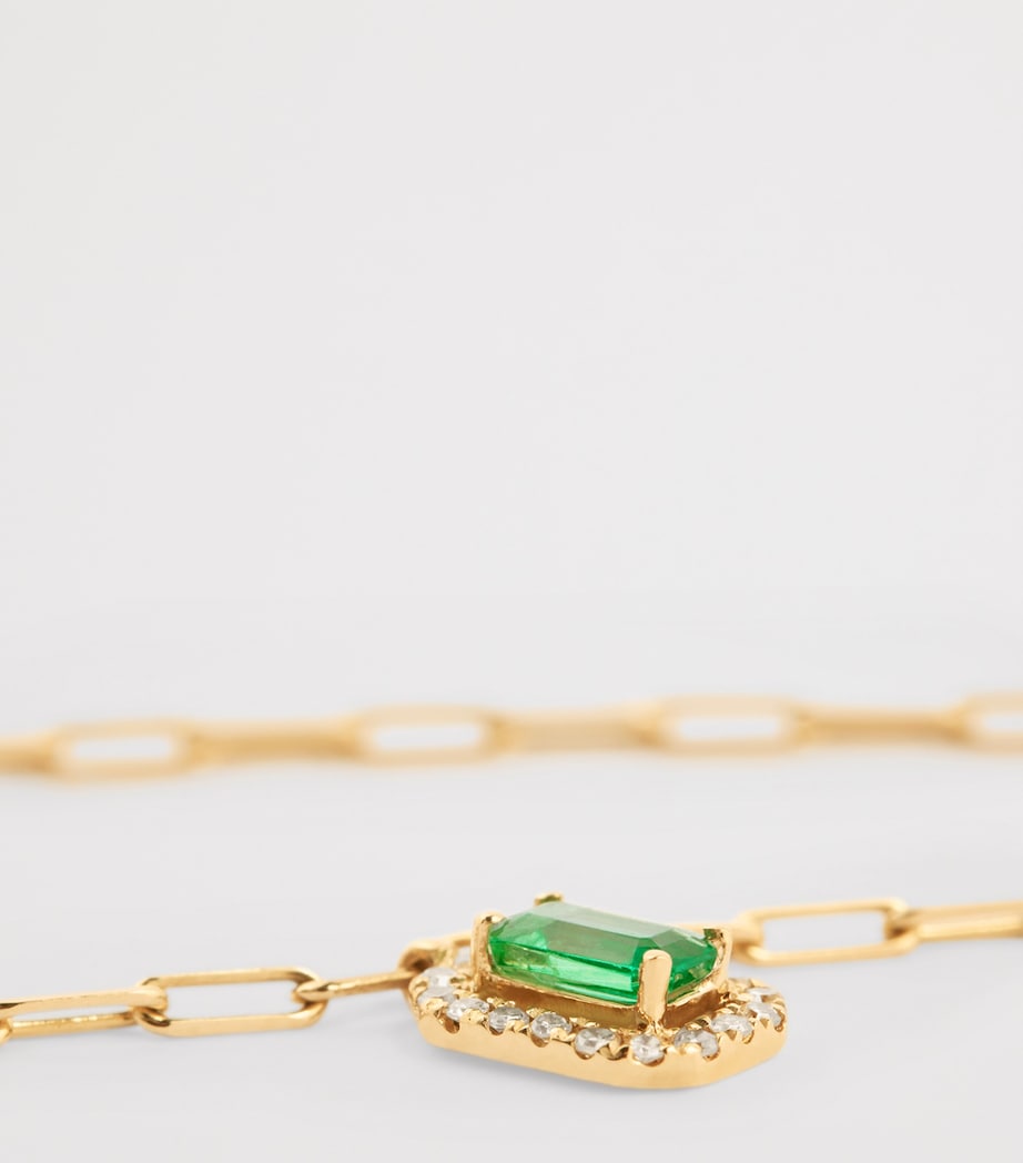 Yellow Gold, Diamond and Emerald Mini Me Necklace