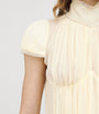 Gold Silk Chiffon Pleated Top