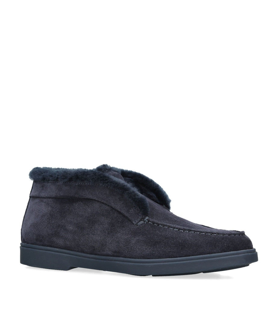 Blue Suede Fortune Ankle Boots