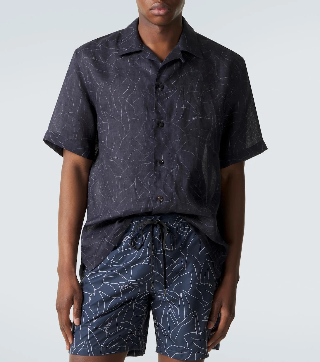 Brioni - Printed linen bowling shirt