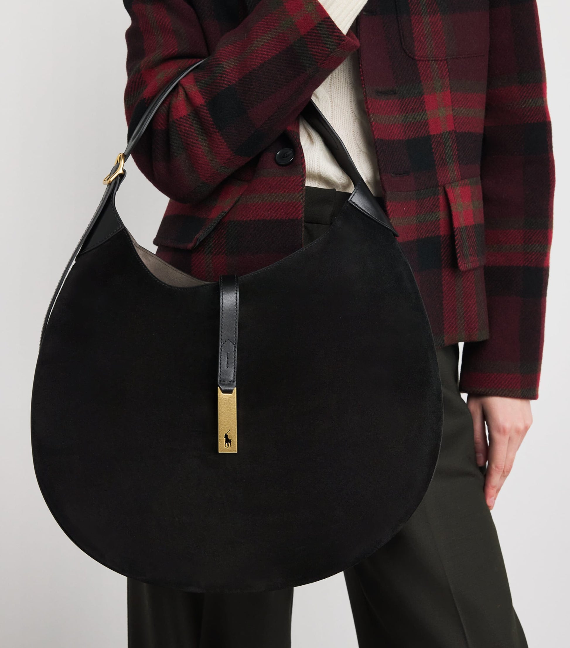 Medium Suede ID Shoulder Bag