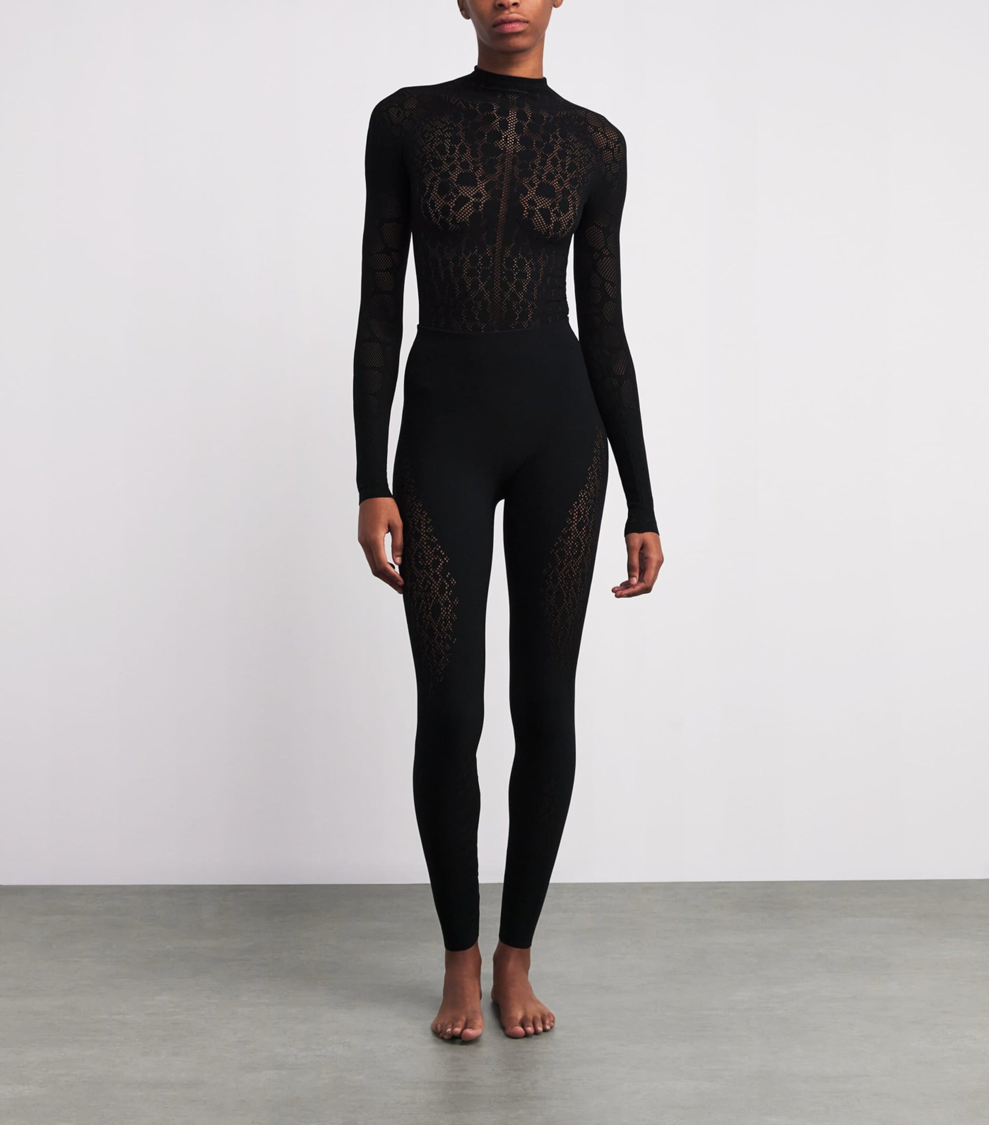 Wolford Black Reptile Net Leggings