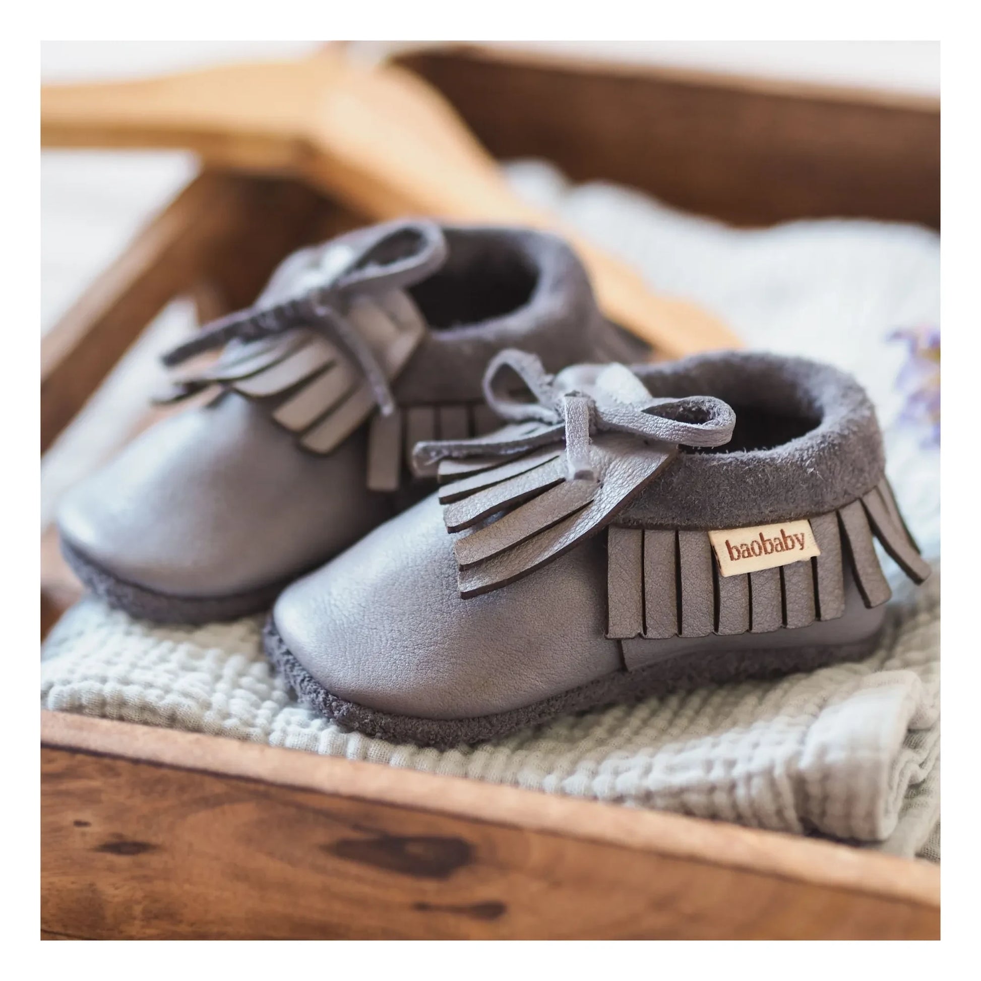 Baobaby - Fringed slippers | Grey