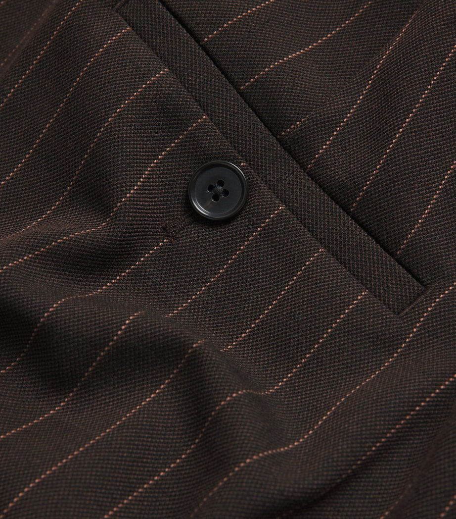 ME+EM Brown Pinstripe Cropped Slim Trousers