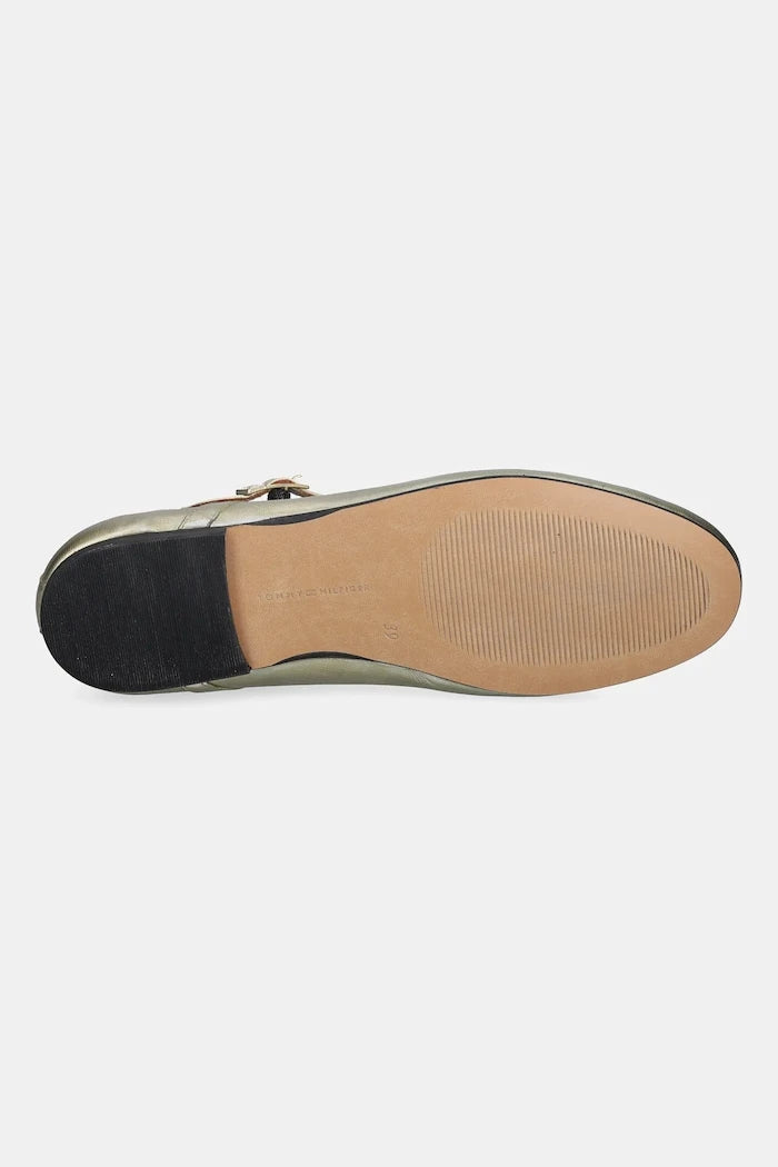 Tommy Hilfiger Deri Babetler HILFIGER GOLD BALLERINAS