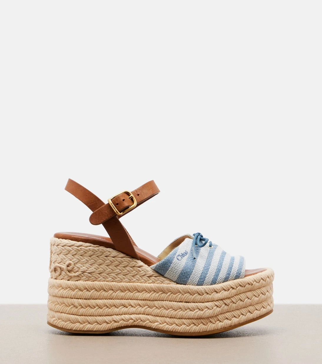 Chloé - Striped canvas espadrille wedge sandals