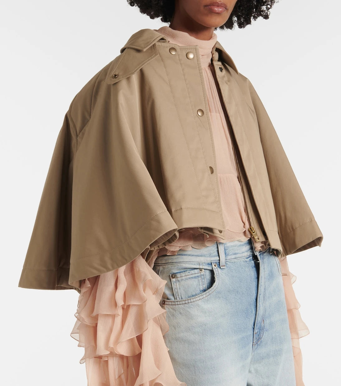 Chloé - Cropped cotton gabardine cape