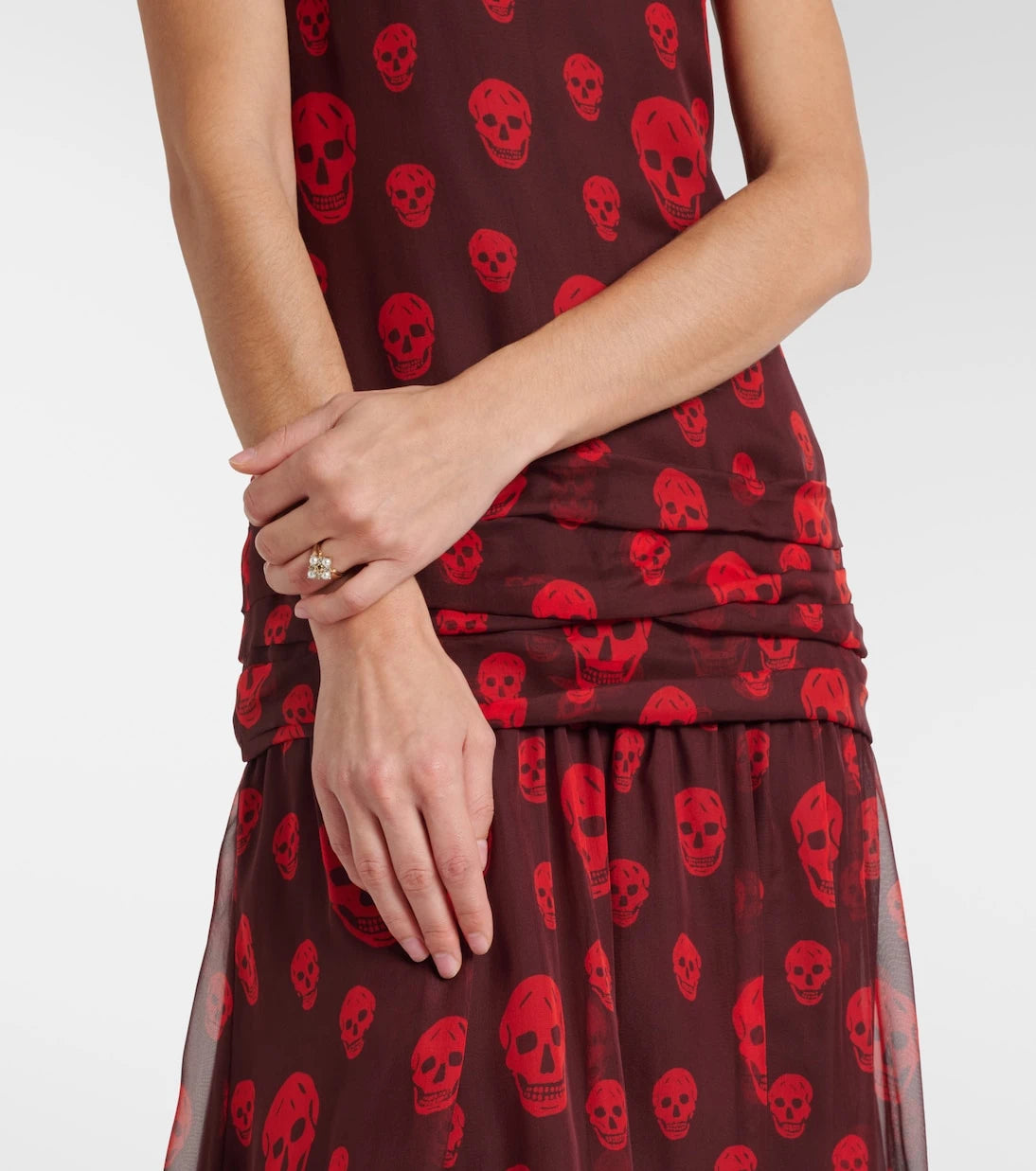 McQueen - Skull silk maxi dress