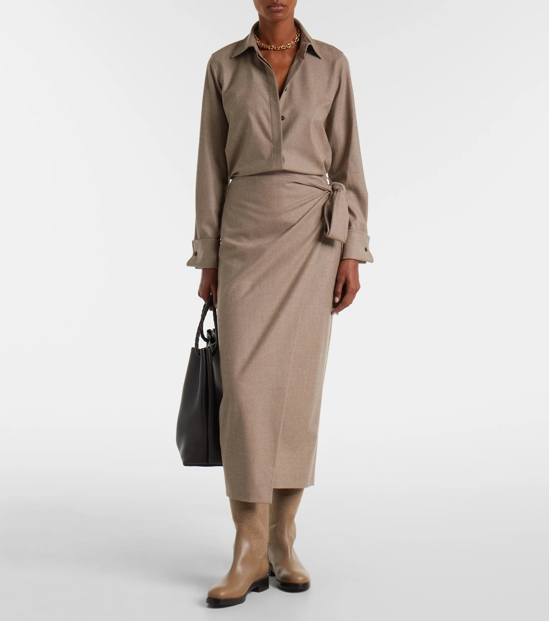 Max Mara - Bingo cashmere-blend wrap skirt