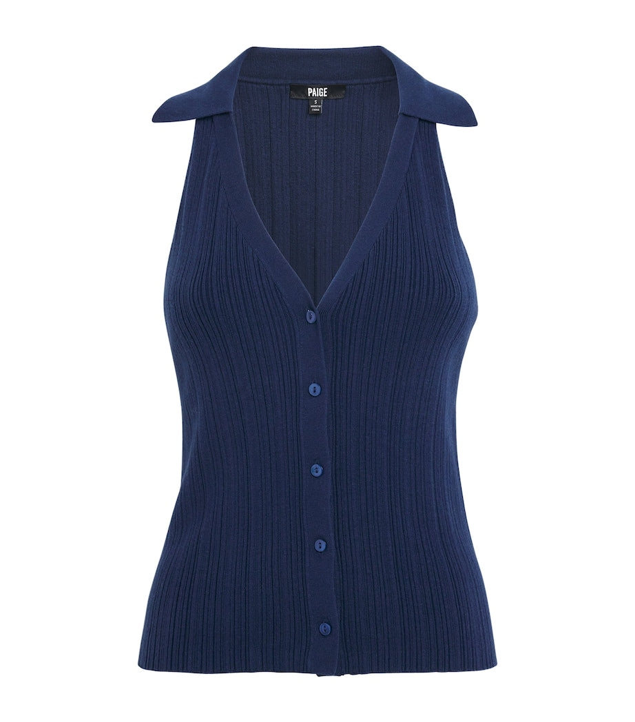 PAIGE Navy Ribbed Noellia Tank Top
