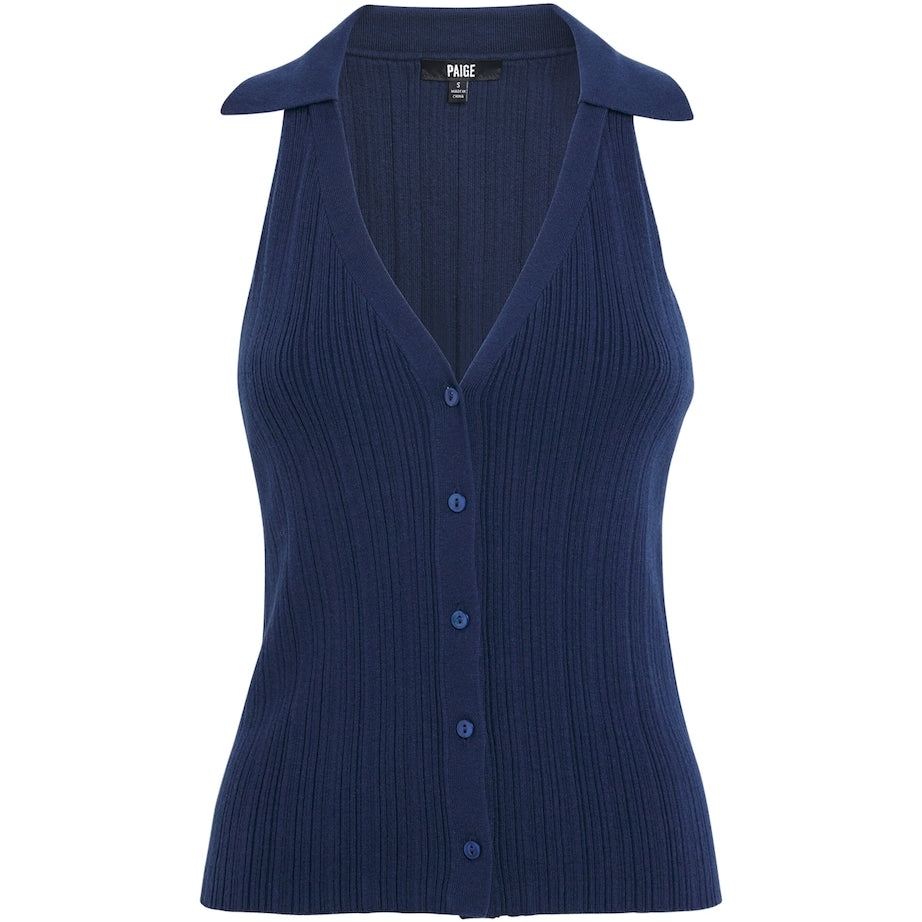 PAIGE Navy Ribbed Noellia Tank Top