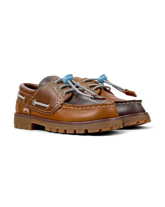 Camper Compas Kids TWS deri çocuk mokasenleri