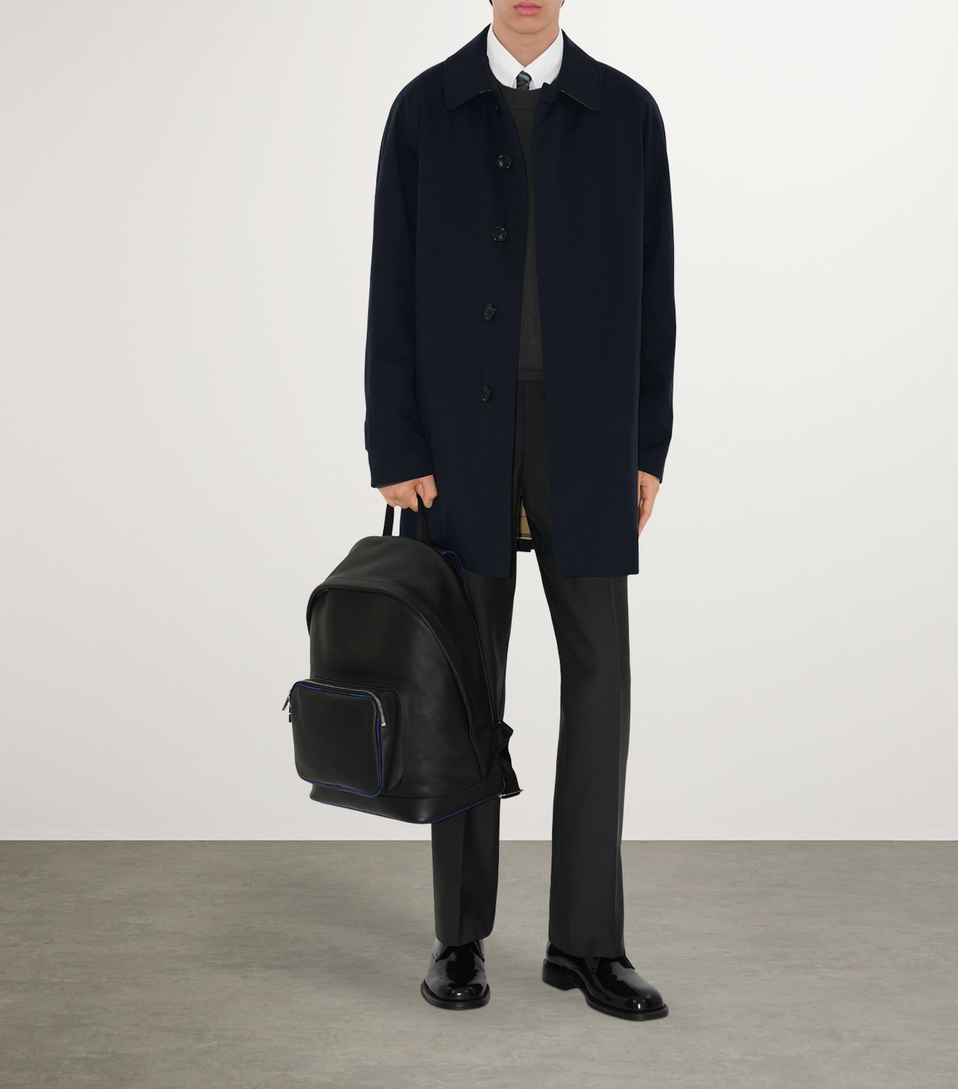 Burberry Blue Short Camden Heritage Car Coat