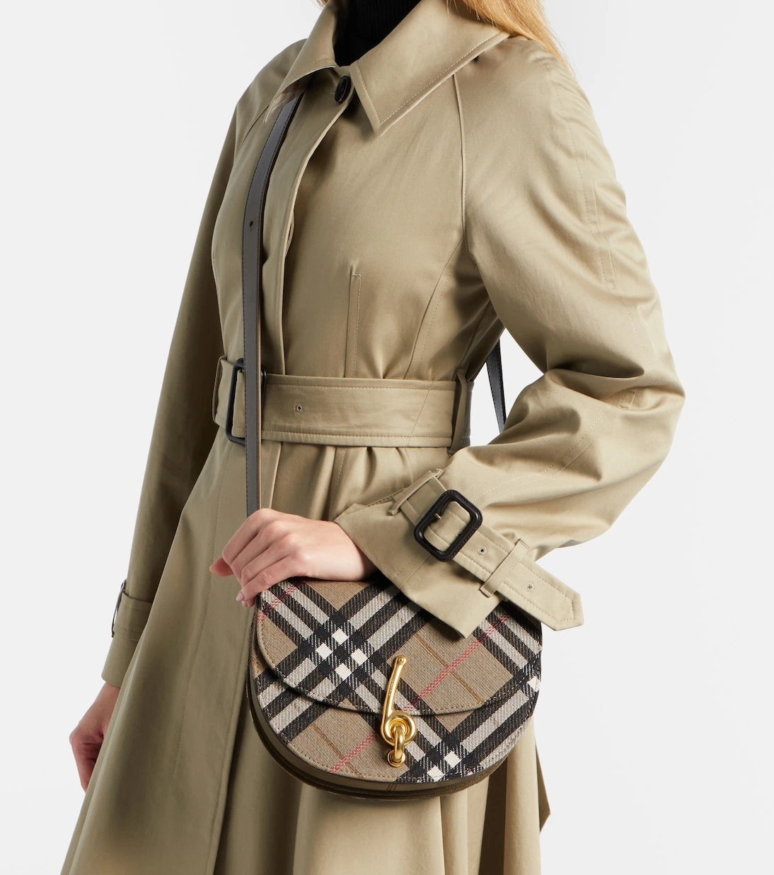 Burberry - حقيبة كروس بادي صغيرة Bridle Burberry Check