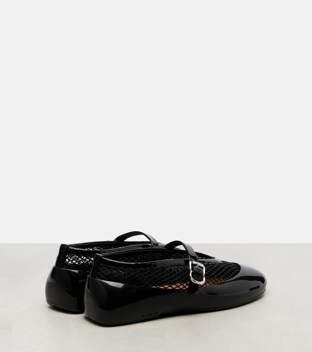 Alaïa - Leather-trimmed fishnet ballet flats