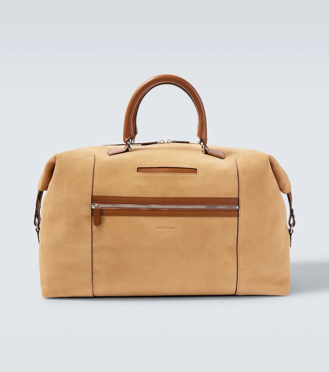 Kiton - Leather-trimmed suede duffel bag
