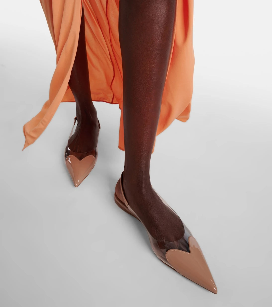 Alaïa - Le Cœur patent leather and PU slingback flats