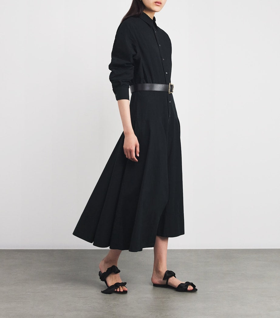 Polo Ralph Lauren Black Cotton Midi Shirt Dress
