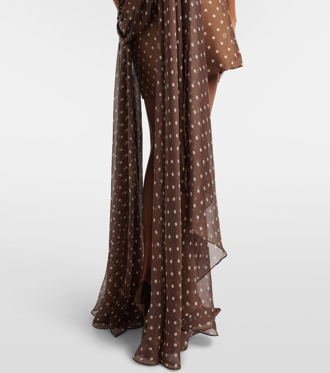 Elie Saab - Caped one-shoulder polka-dot silk-blend minidress