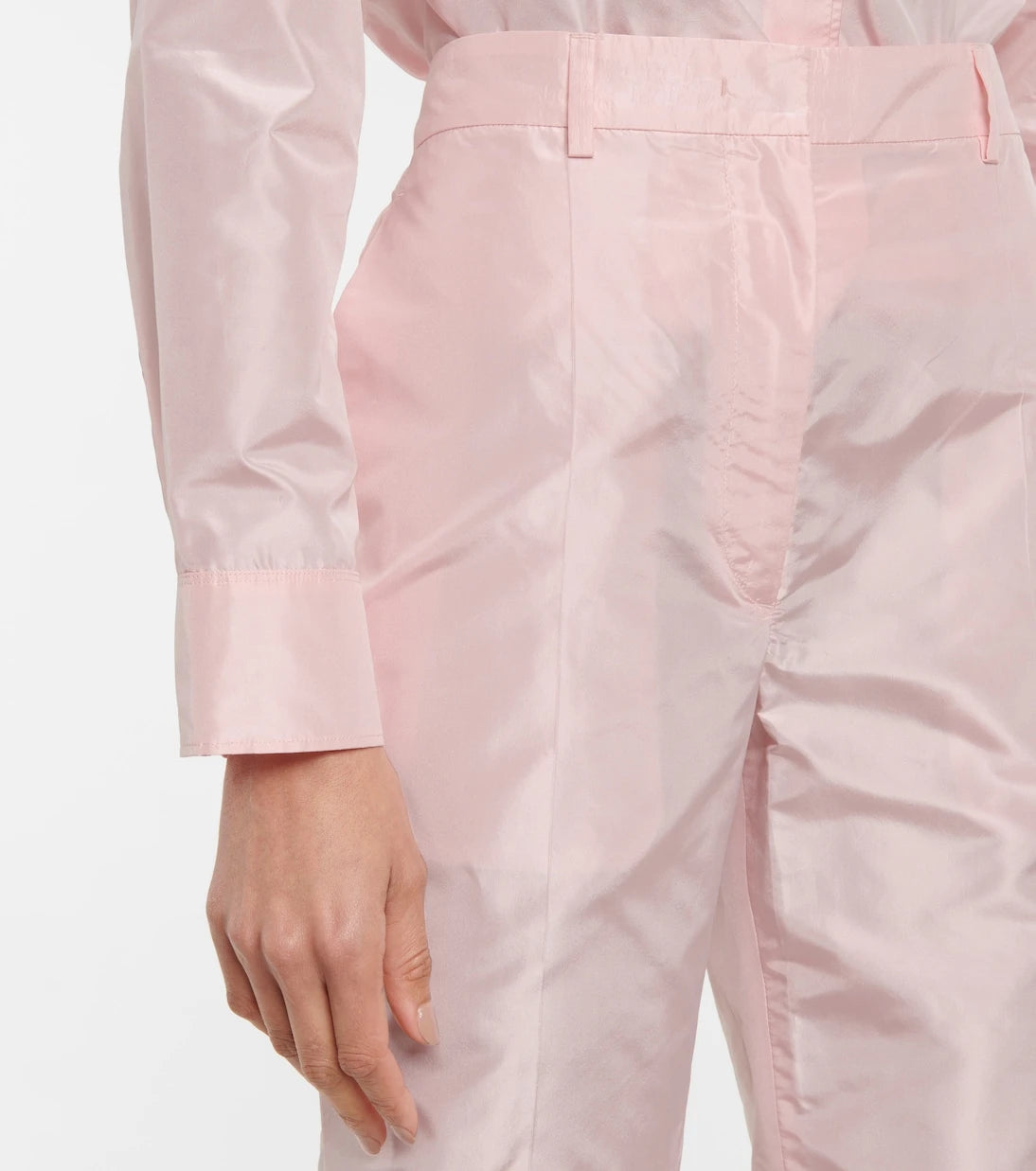 Prada - High-rise straight silk taffeta pants