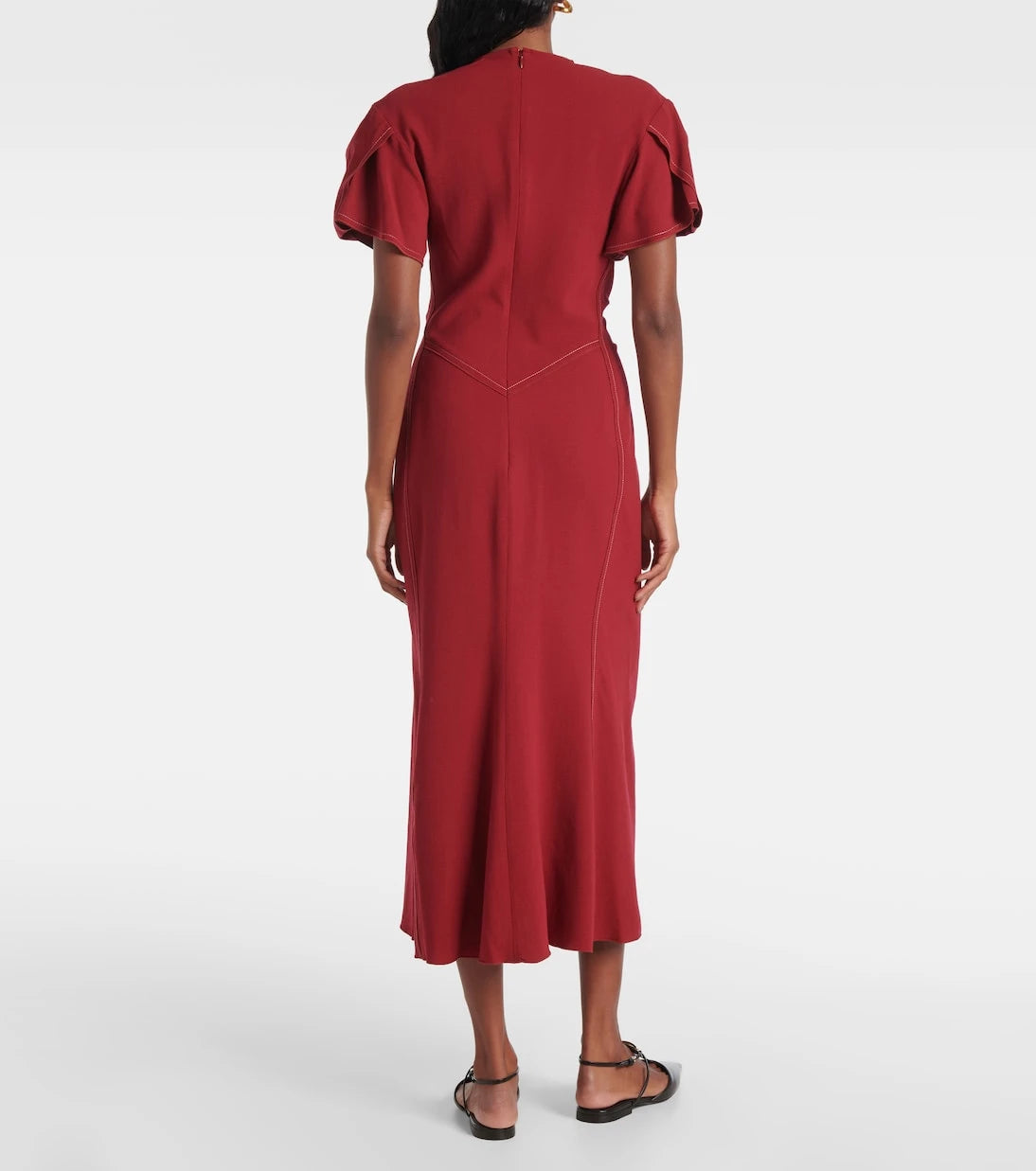 Victoria Beckham - Gathered wool-blend midi dress