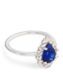 White Gold, Sapphire and Diamond One of a Kind Teardrop Ring (Size 6.75)