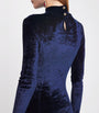 Paco Rabanne Navy Velvet Asymmetric Midi Dress