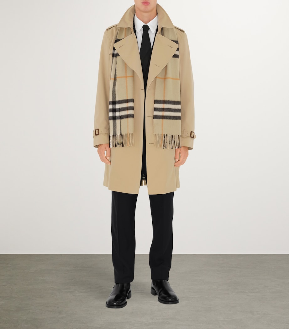 Burberry Yellow Mid-Length Kensington Heritage Trench Coat